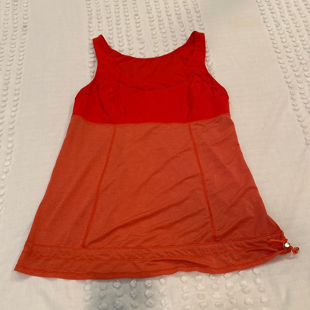 Lululemon ladies orange tank top Size 12 with drawstring waist